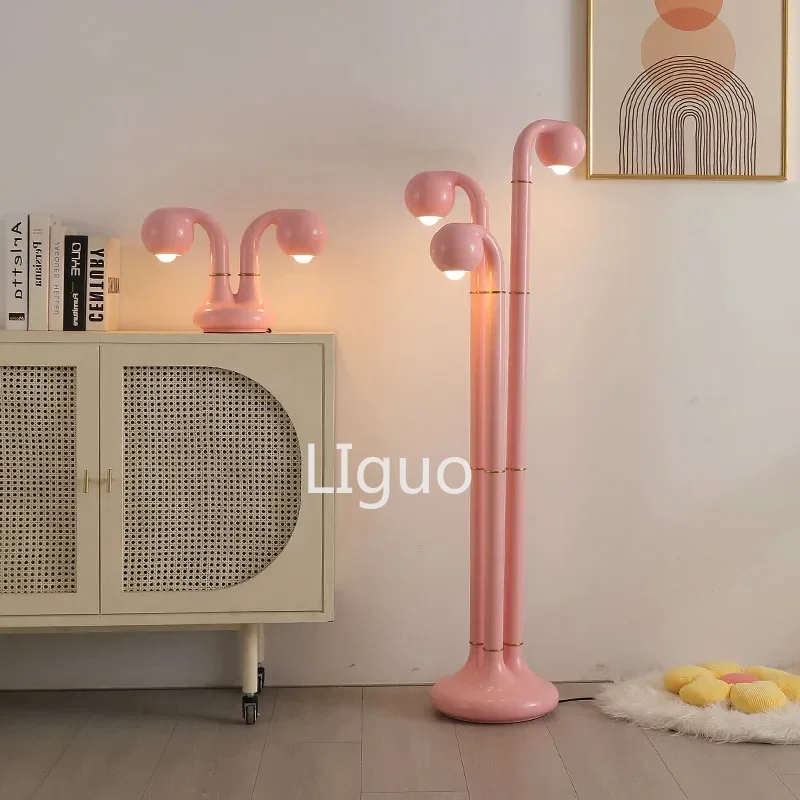 Pink Italian Floor Lamp Dimmable Multicolored Unique Office Traditional Aesthetic Led Lights Home Lampara Bedroom Decoratio