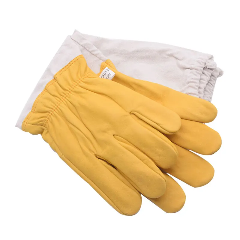 Yellow Gloves Sheepskin Anti-Bee Beekeeping Tools For Beekeeper Protective Glove Canvas Beekeeping Equipment