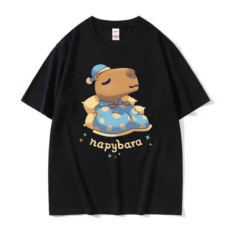 Funny Napybara T Shirts Kawaii Cute Capybara Nap Graphic T-shirt Men Women Casual Oversized Short Sleeve Tees Man Cotton Tshirt