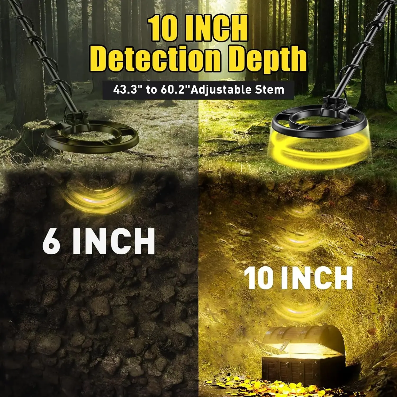 Underground Metal Detector Metal Locator Treasure-hunting Device Adjustable Notch & DISC Mode Pinpointing Function