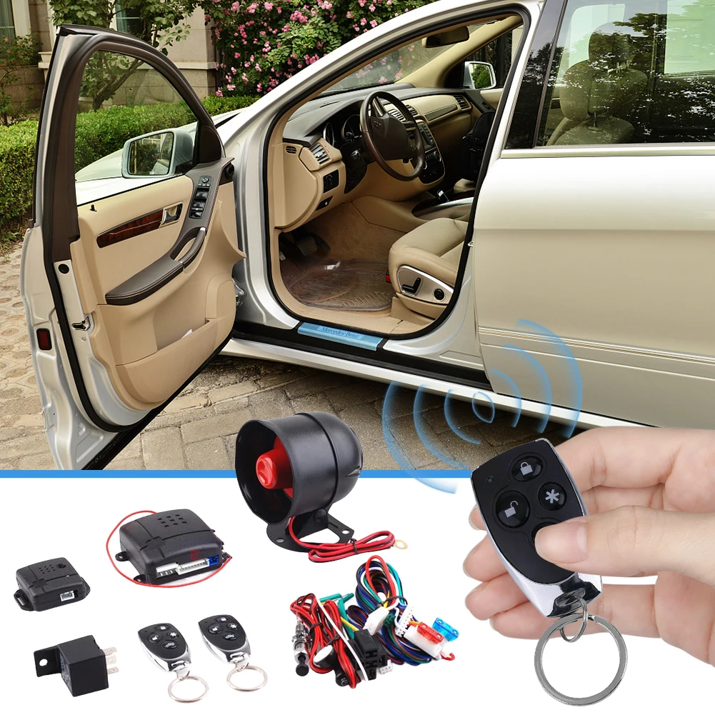 Universal Vehicle Security System with Siren and Wiring Harness Vehicle Keyless Entry System Anti-Theft System Car Burglar Alarm