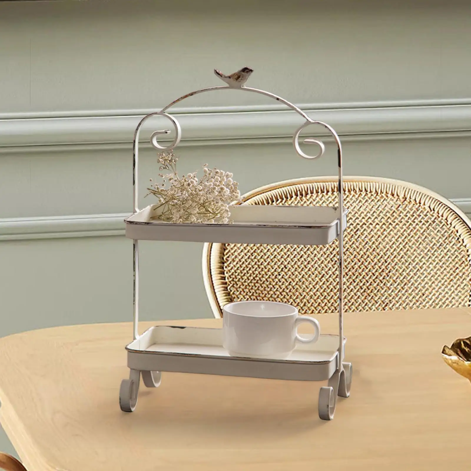 

Desktop Storage Basket Multiuse 2 Tier for Coffee Shop Party Living Room