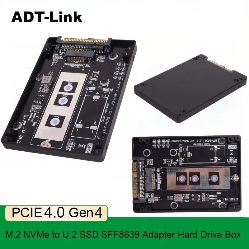 

ADT M.2 NVMe to U.2 / U.3 SSD SFF8639 Adapter Hard Drive CNC Aluminum Alloy Enclosure 2230/2242/2260/2280 SSD M2 DDR4 PCIE 4.0X4