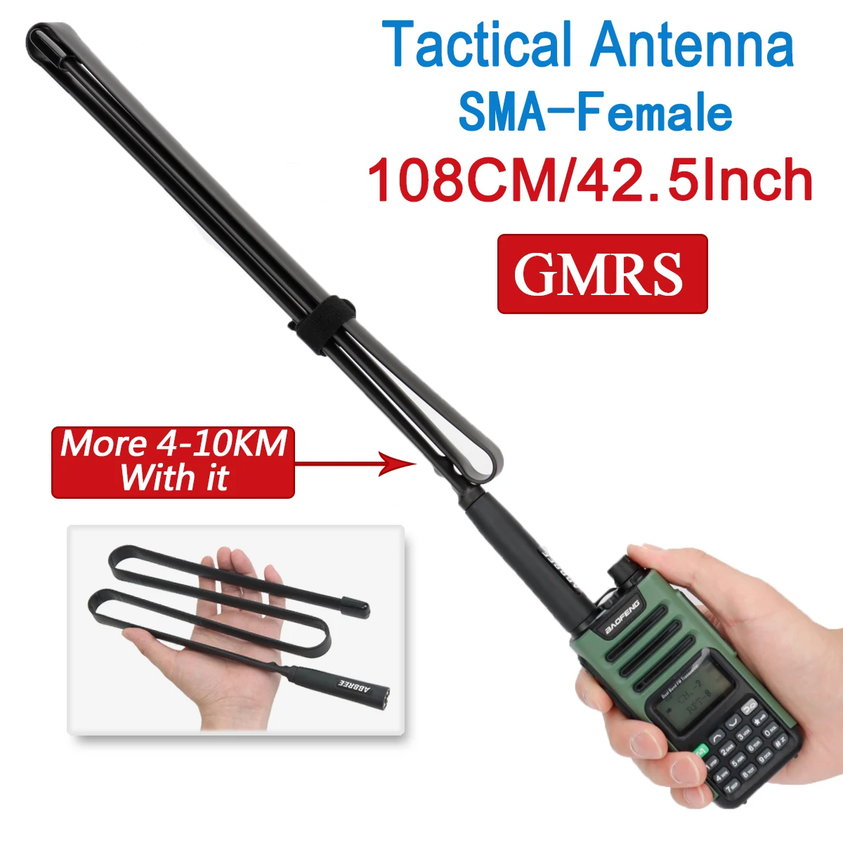 ABBREE GMRS SMA-Female Foldable CS Tactical Antenna 462MHz-467MHZ Compatible with GMRS Walkie Talkie Ham Two Way Radio