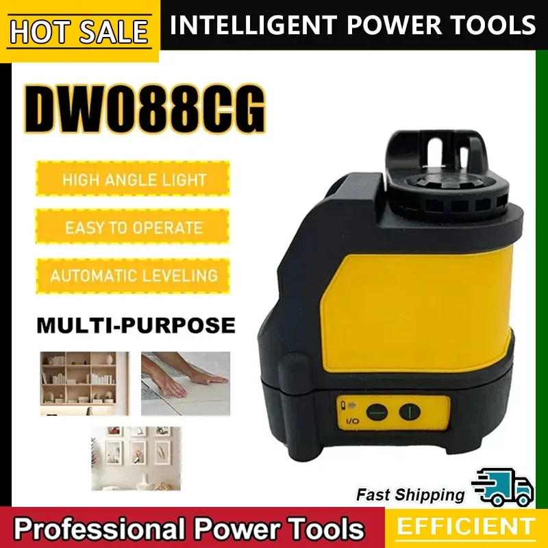 DW088CG Laser Level 2-Line High Precision Cross Green Light Automatic Alignment Rechargeable Portable Laser LevelTool Fit DEWALT