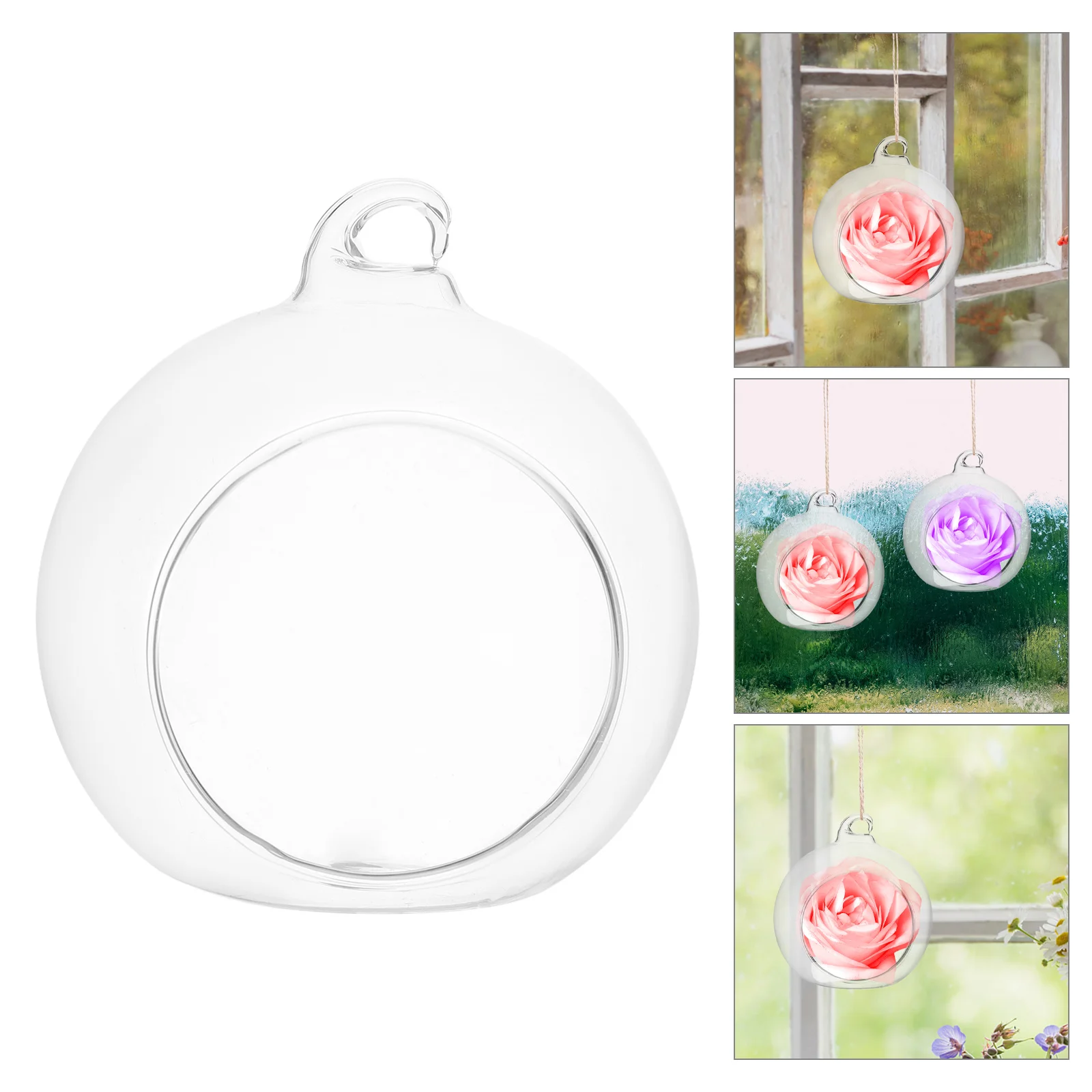 

5pcs Glass Ball Hanging Wedding Ceremony Scene Beautiful Glass Ball Hanging (with 9 Meters Rope, 8cm Flat Bottom)