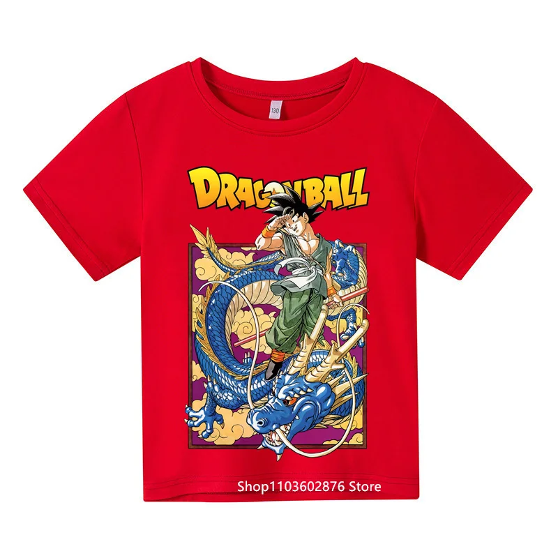 New Dragon Ball Anime Print Stylish Summer Tops for School Boys and Girls