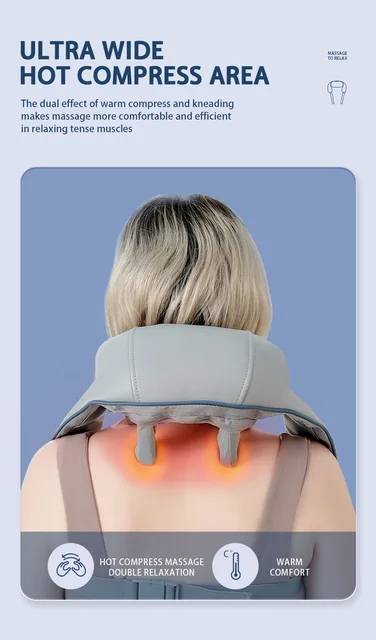 Heated Neck Massage Relaxer Dredge Kneading Smart Electric 17