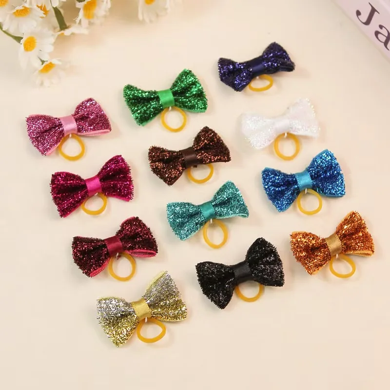 20/30/50Pcs Winter Xmas Puppy Bow Handmade Pet Dog Grooming 