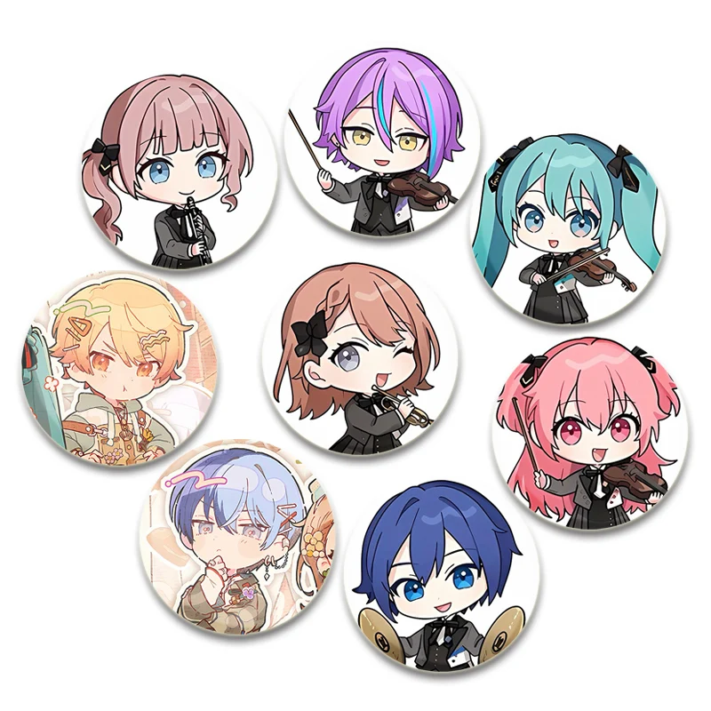 Project Sekai Button Pin Cartoon Character Asahina Mafuyu/Kamishiro Rui Cute Brooch Badge Bag Decor Fans Collect Friends Gift