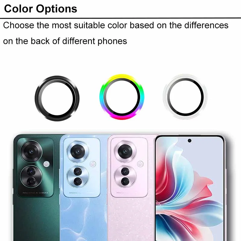 Ochraniacz aparatu do Oppo Reno11 F Metalowy pierścień obiektywu Szkło hartowane do Oppo Reno 11 F25 Pro Reno11F 5G 6,7 cala 2024 Folia obiektywu﻿