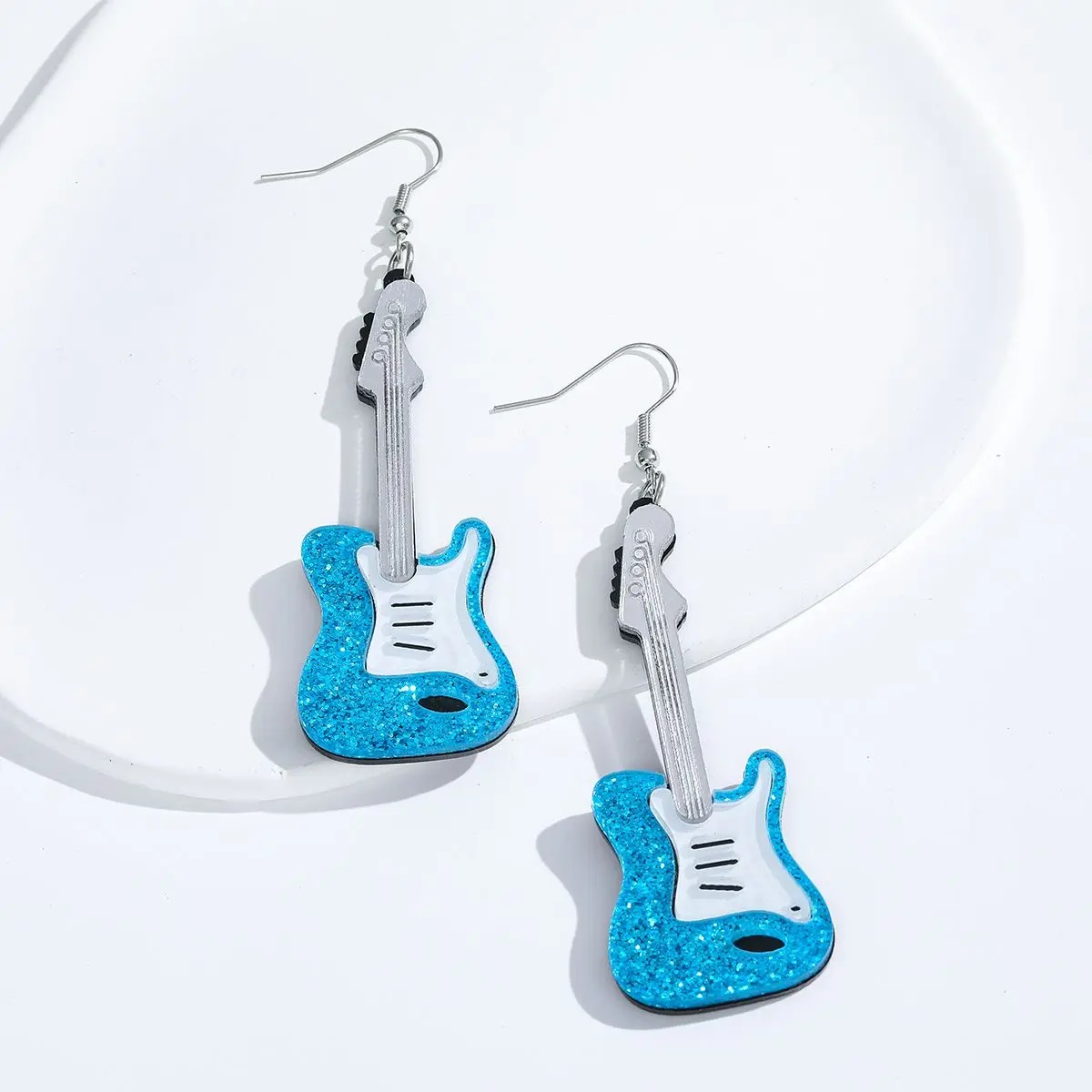1 Pair Halloween Classic Fashion Acrylic Earrings Guitar Colourful Music Texture Fashion Jewellery Holiday Gifts Party Dressing