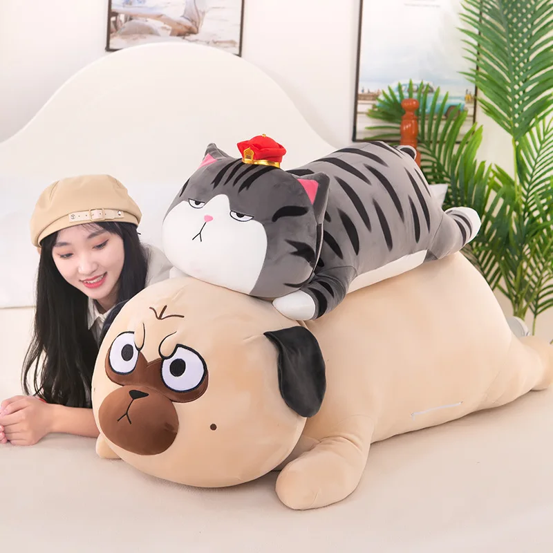 50-100cm Kawaii Long Live My Emperor Cat Bazaar Black Dog Pillow Plush Toys High Quality Anime Stuffed Dolls Xmas Gifts for Kids