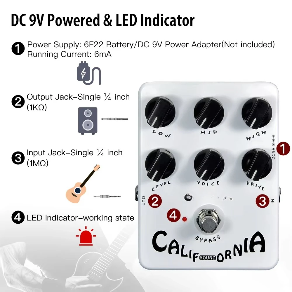 JF-15 CALIFORNIA SOUND Overdrive/Boost Guitar Pedal Brilliant on Bass Simulate Sound From Amplifier MK-II