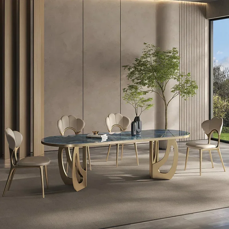 

Kitcjen luxury Dining Table Set 6 People Desk legs metal Marble Dining Table Coffee Multifunctional mesa comedor home furniture