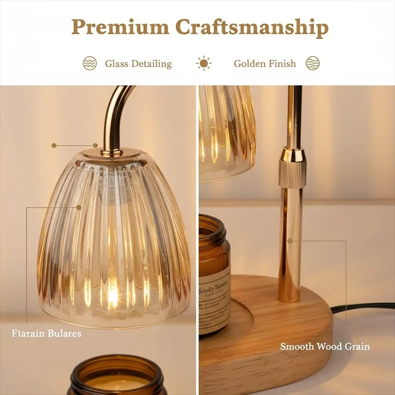 Candle Warmer Lamp 35W Dimmer Adjustable Heigh Decorative Lamp for New Home Decor, Candle Warmer for Christmas Birthday Gift