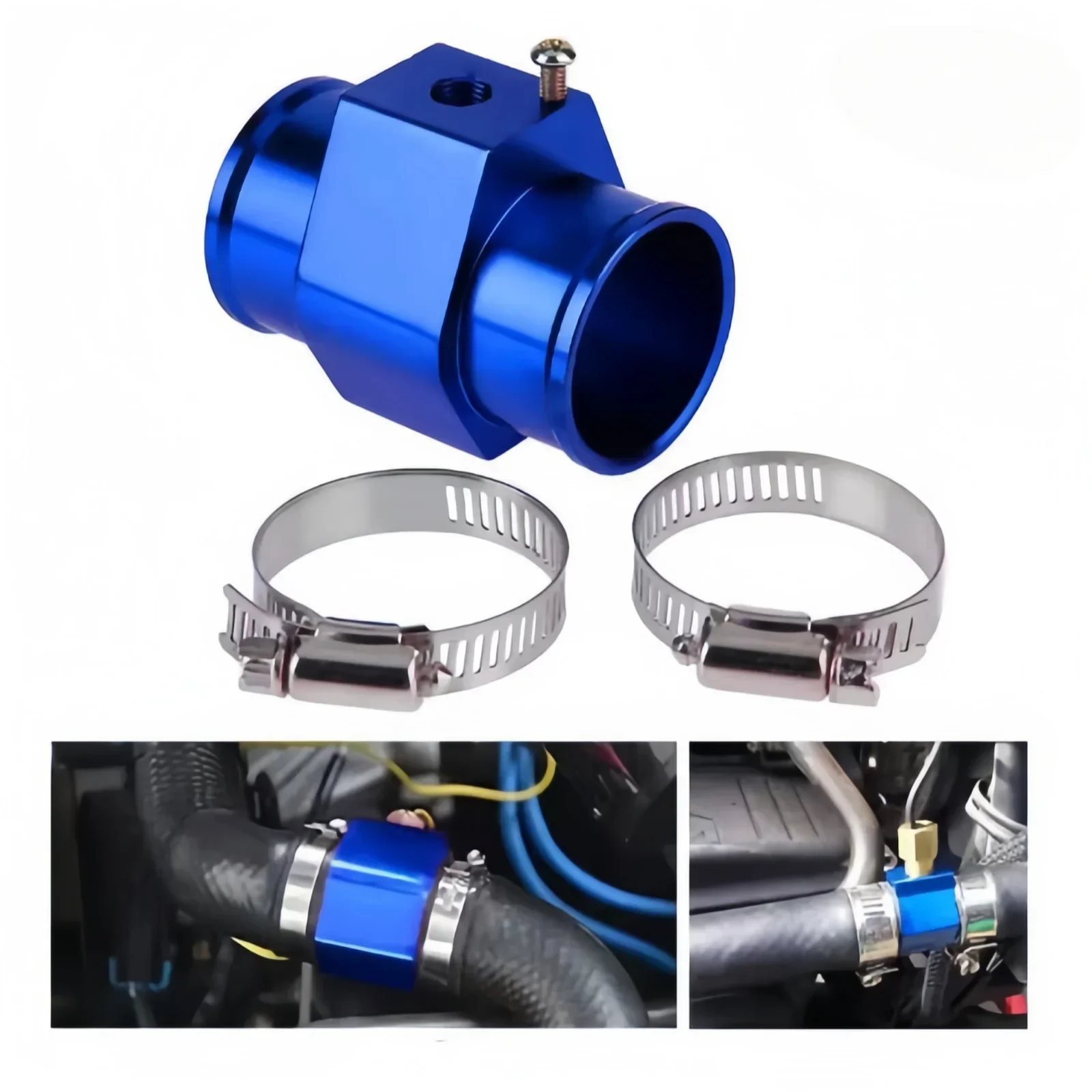 Aluminum Water Temp Gauge Radiator Temperature 26mm/28mm/30mm/32mm/34mm/36mm/38mm/40mm Water Temp Joint Pipe Sensor Hose Adapter