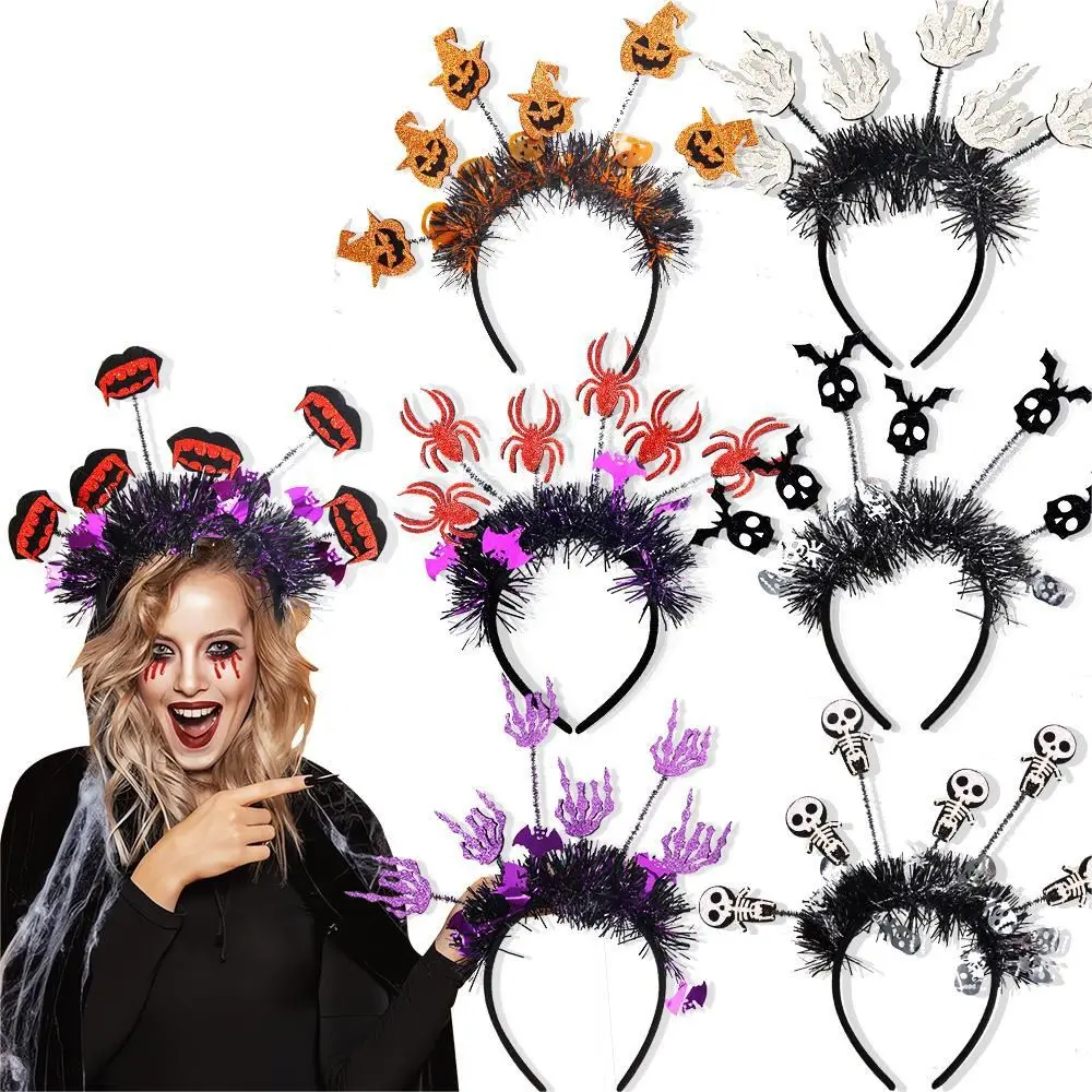 3PCS New Pumpkin Head Band Bat Role playing Spider Hairbrow Ghost Festival Party Decorations Halloween