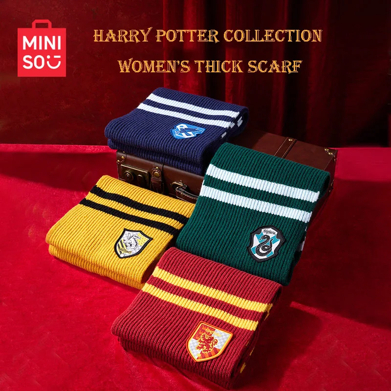 MINISO Harry Potter College Striped Knit Scarf Autumn and Winter Warm Scarf