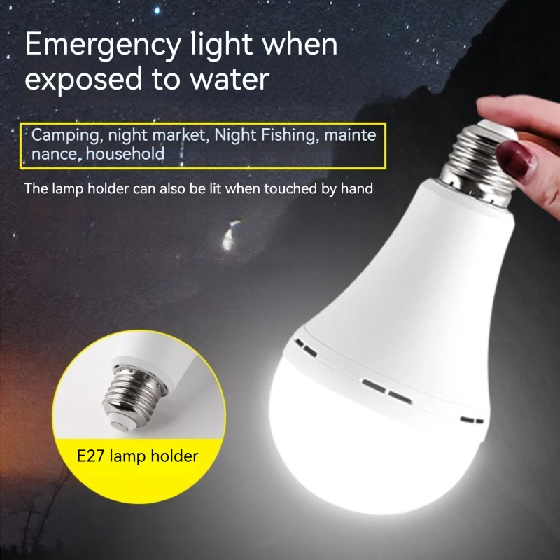 Bombilla LED de emergencia para el hogar, luz de ahorro de energía, carga manual, 7W, 9W, 12W, 15W