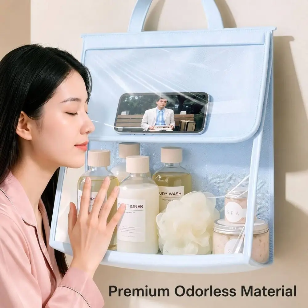 New Waterproof Bathroom Storage Bag Visible Window Transparent Wash Bag Plastic Foldable Clothes Organizer Bathroom Use