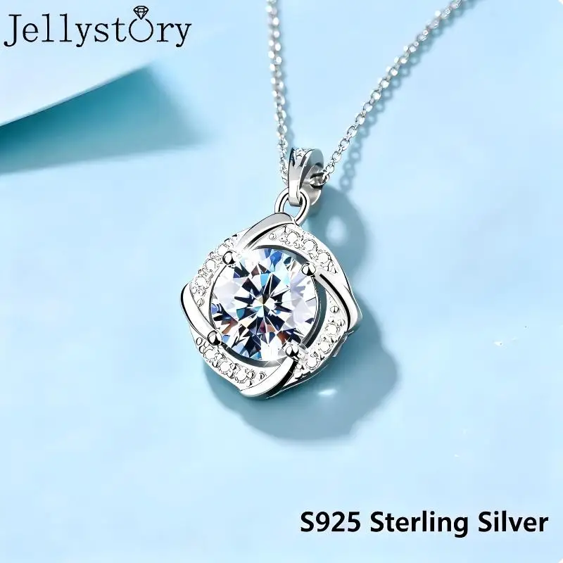 JellyStory New S925 Silver Dreamy Windmill Moissanite Pendant Necklace, Niche Collarbone Chain, Valentine's Day Gift for Women