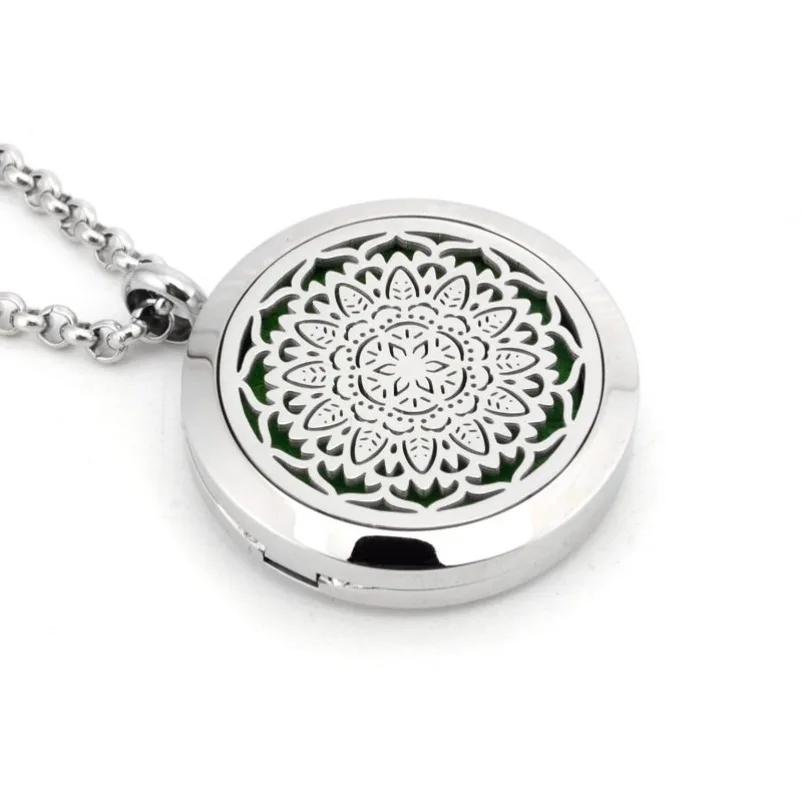 30MM titanium steel hollow aromatherapy diffuser buckle necklace pendant jewelry pendant
