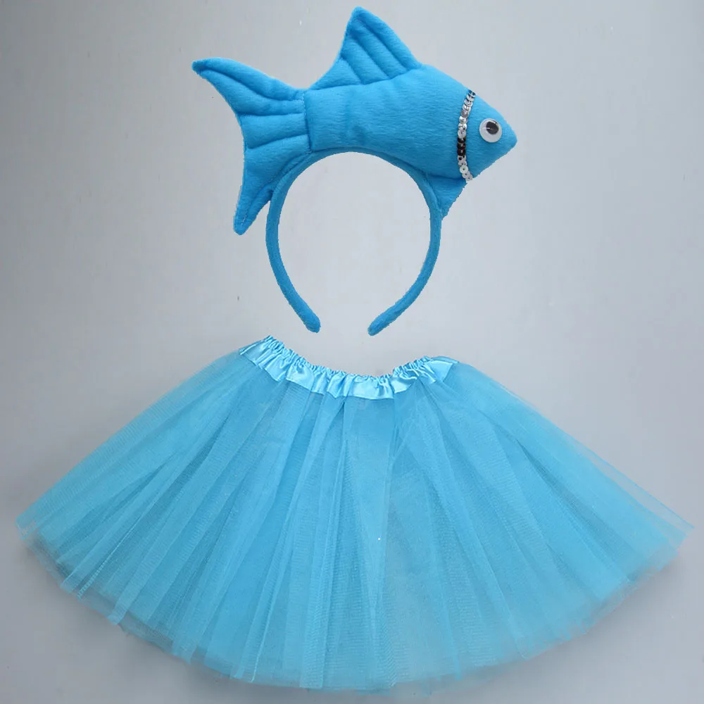 Cartoon Kids Children Animal Fish Crab   Headband Tutu Skirt Tie Tail  Party Gift        Birthday Halloween Costume Cosplay