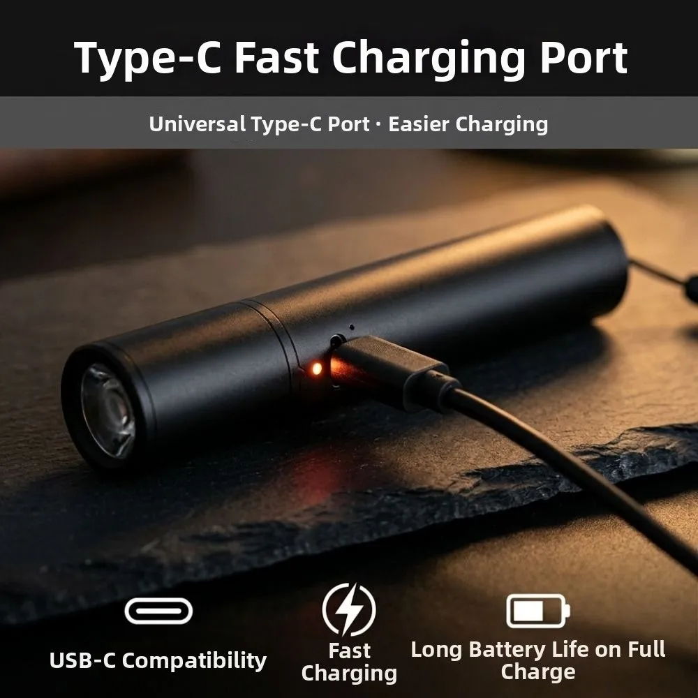 Super Bright Telescopic Zoom Flashlight Waterproof Rechargeable White Laser Flashlight Multifunctional Portable Handheld Torch