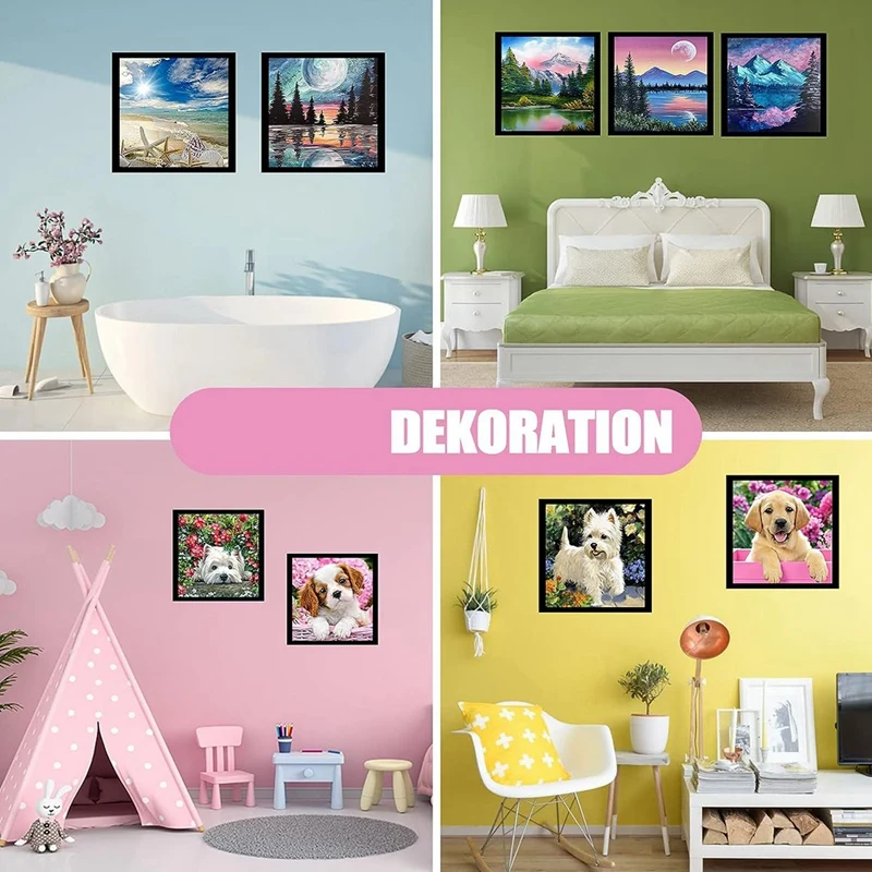 6 Pack Diamond Painting Frame 25 X 25Cm Black Magnetic Picture Frame For Diamond Painting Pictures