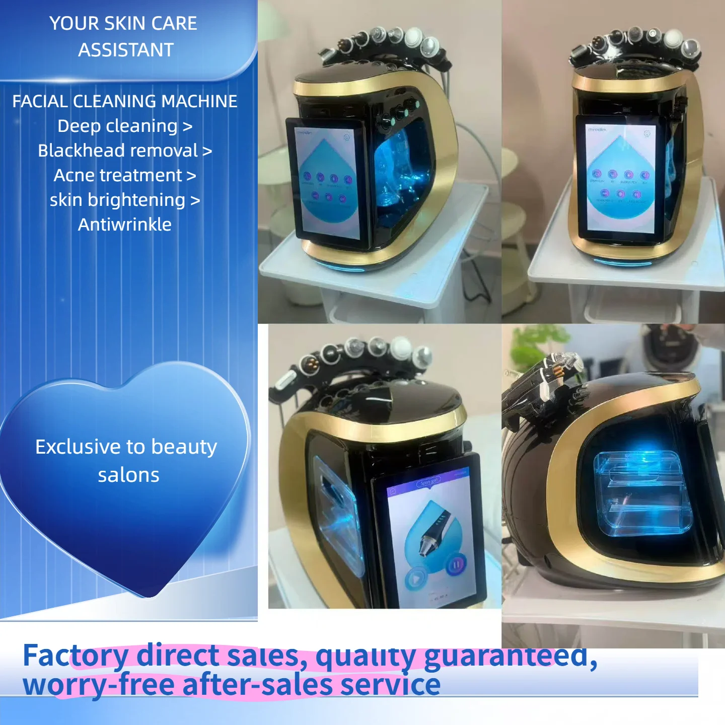 

Black Gold Small Bubble 7in1 Beauty Care Tool for Skin Rejuvenation Exfoliation Blackhead Removal Oxygen Injection Moisturizing