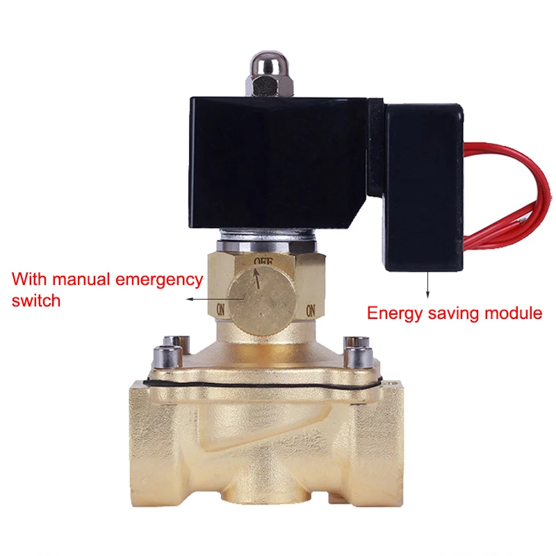 Free Shipping With Manual Emergency Switch Solenoid Valve Brass  AC220V DC24V For Water Oil Air + Energy Saving Solenoid Valve