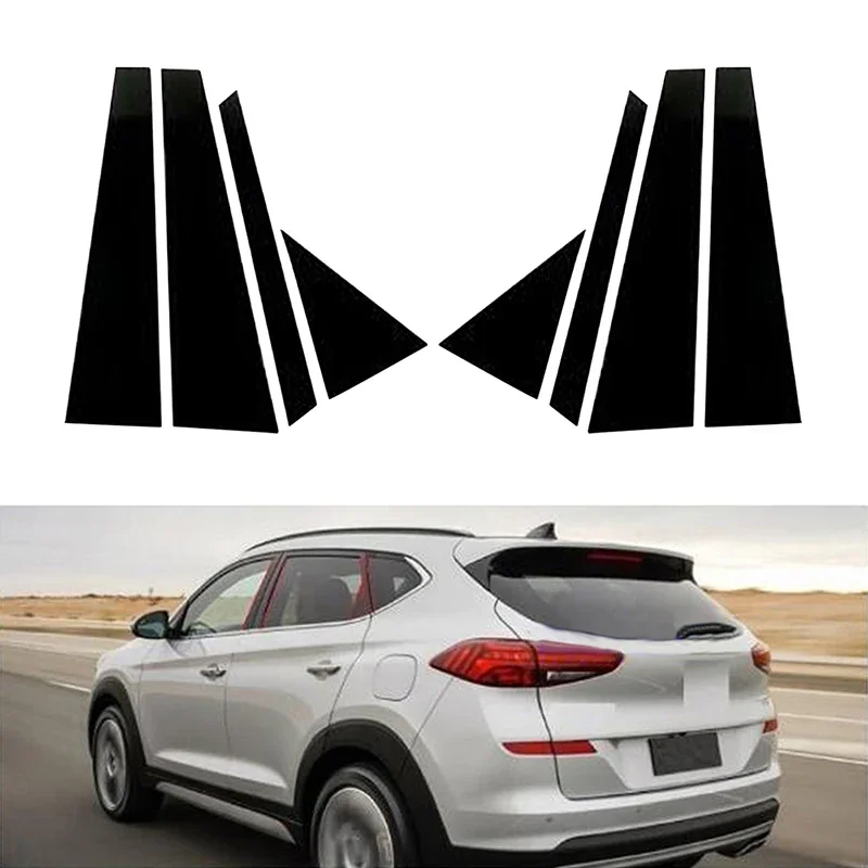 

8pcs Car Window Pillar Posts Cover B C Column Stickers Side Door Panel Trim Decor Glossy Black Fit For Hyundai Tucson 2016-2021