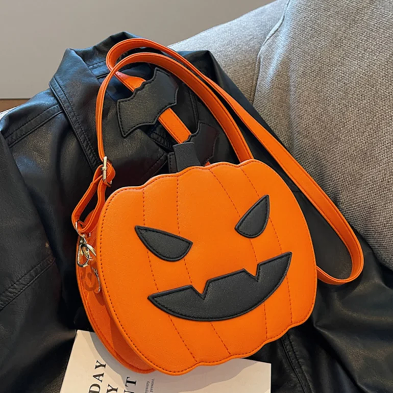 Novelty Funny Pumpkin Satchel 2023 Newest 3D Cartoon Halloween Crossbody Bag Cute Demon PU Leather Messenger Bag Purse for Women