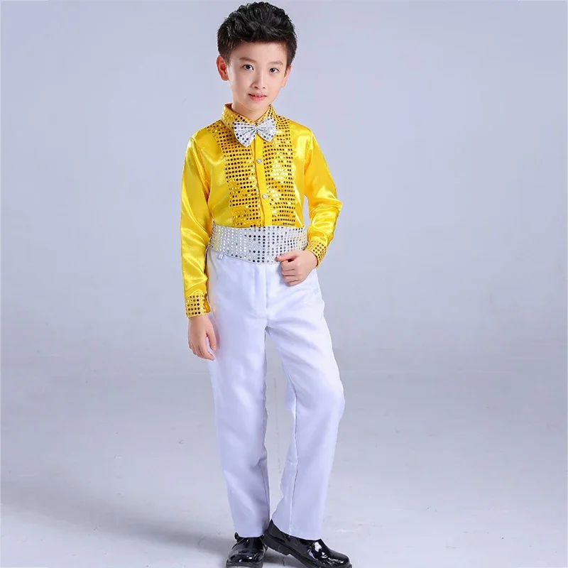 

Boys Hip Hop Costume Children Colourful Jazz Sequin Long Sleeve Clothes Suit Stage Show Performance Wear Kids Outfits DNV11589