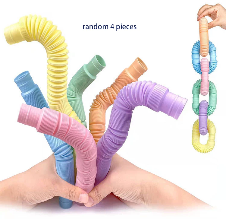 4-pack Mini Pop Tube Zintuiglijk Fidget Speelgoed Kleurrijk Heavy-Duty voor Bouw Gebouw Educatief Speelgoed voor Stress Autisme ADHD