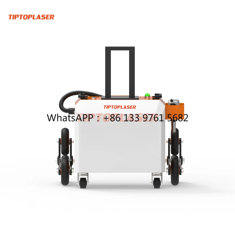 Trolley Mounted Laser Cleaning Machine with 5m Fiber Optic Cable and IP Rated Enclosure for Demanding Industrial Environments