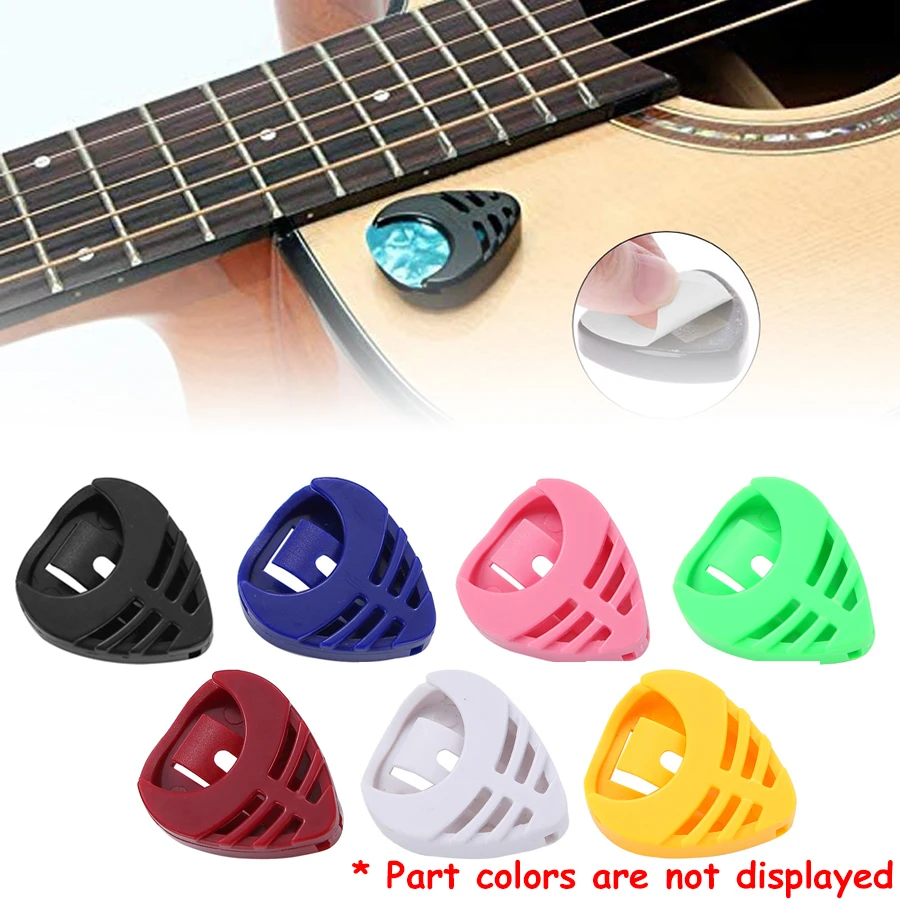 5pcs Heart Shape Pick Storage Box & 5pcs ABS Color Picks Self-adhesive Guitar Pick Storage Case Conventional Guitar Accessories