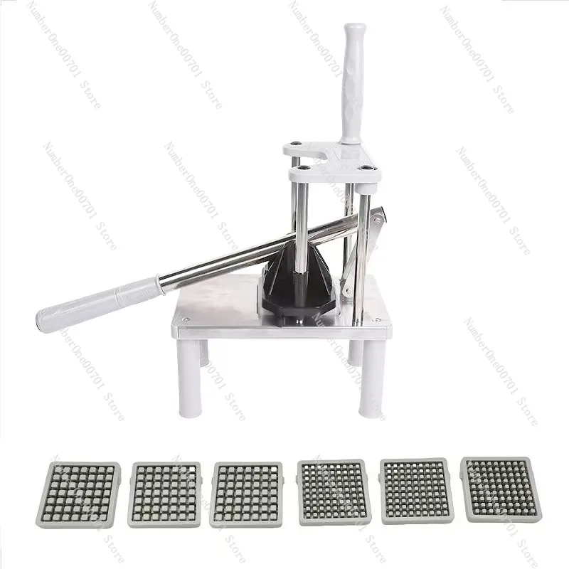 Press Down Potato Chipper, French Fry Cutter & Vegetable Slicer with Interchangeable Blades