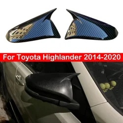 For Toyota Highlander 2014-2020 Car Rearview Side Mirror Cover Wing Cap Car Exterior Door Sticker Case Trim Carbon Fiber Look