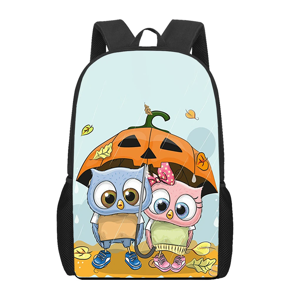 Cartoon couple cute owls 3D Printing Children School Bags Kids Backpack For Girls Boys Student Book Bags Schoolbags