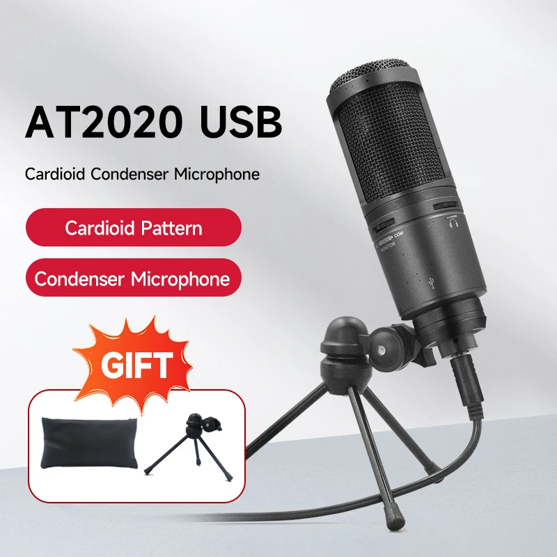 

AT2020 USB AT2020USB+ Condenser Microphone with Bracket USB Cable for Studio Recording Vlogging Live Streaming Gaming