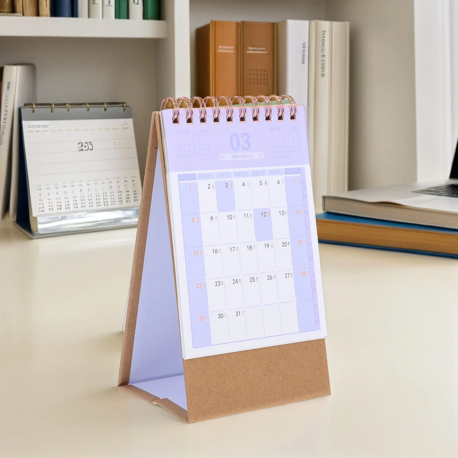 

2026 Desk Calendar Mini Foldable Stand Up Desktop Calendar For Home Office School Daily Planner Thick Paper Anti-Bleed Time