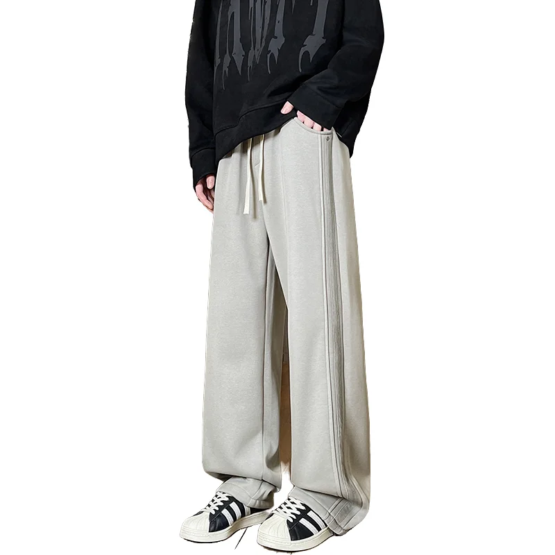 

Мужские модные премиальные длинные брюки из толстой шерсти альпаки, теплые и универсальные, прямого кроя, повседневные брюки, мужские джоггеры прямого кроя