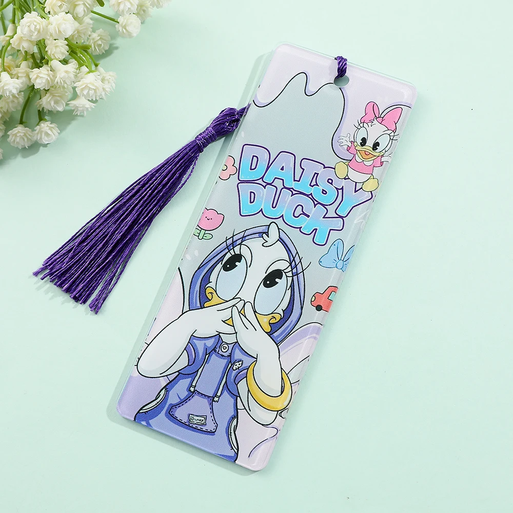 Cute Acrylic Donald Duck Mickey Minnie Bookmark Cartoon Tassels Page Mark Bookmark for Boys Girls Anime Peripheral Stationery