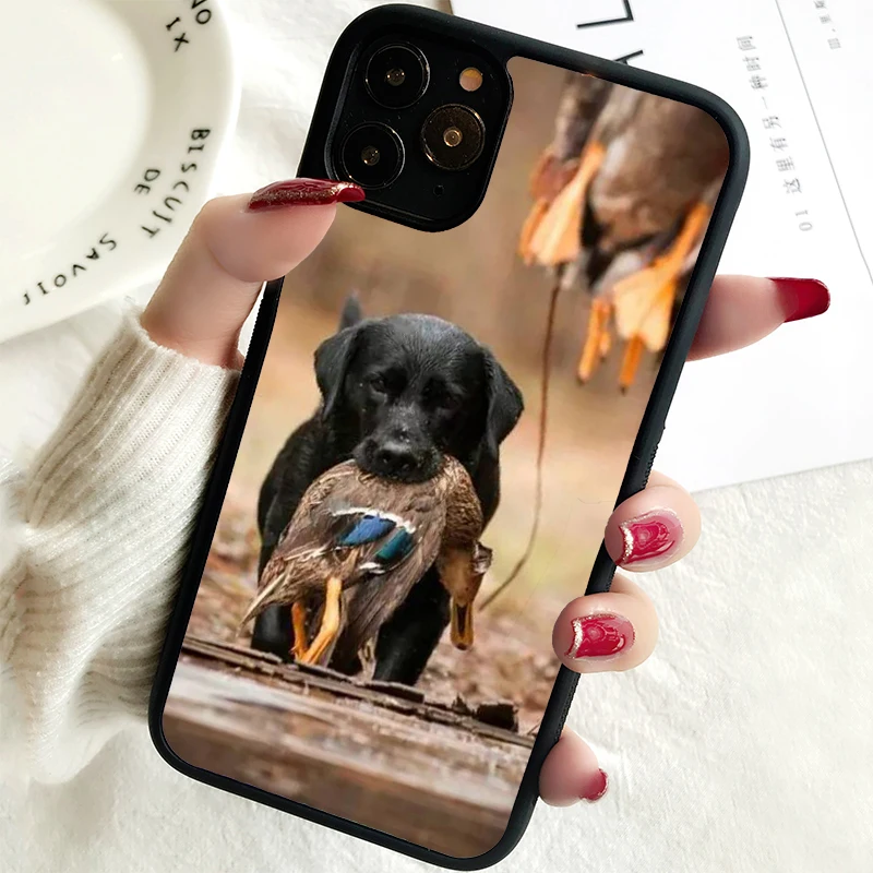 5 5S SE 2020 Phone Cover Case for iPhone 6 6S 7 8 PLUS X XS XR 11 12 13 MINI 14 PRO MAX Rubber Hunting dog and fishing man Cute