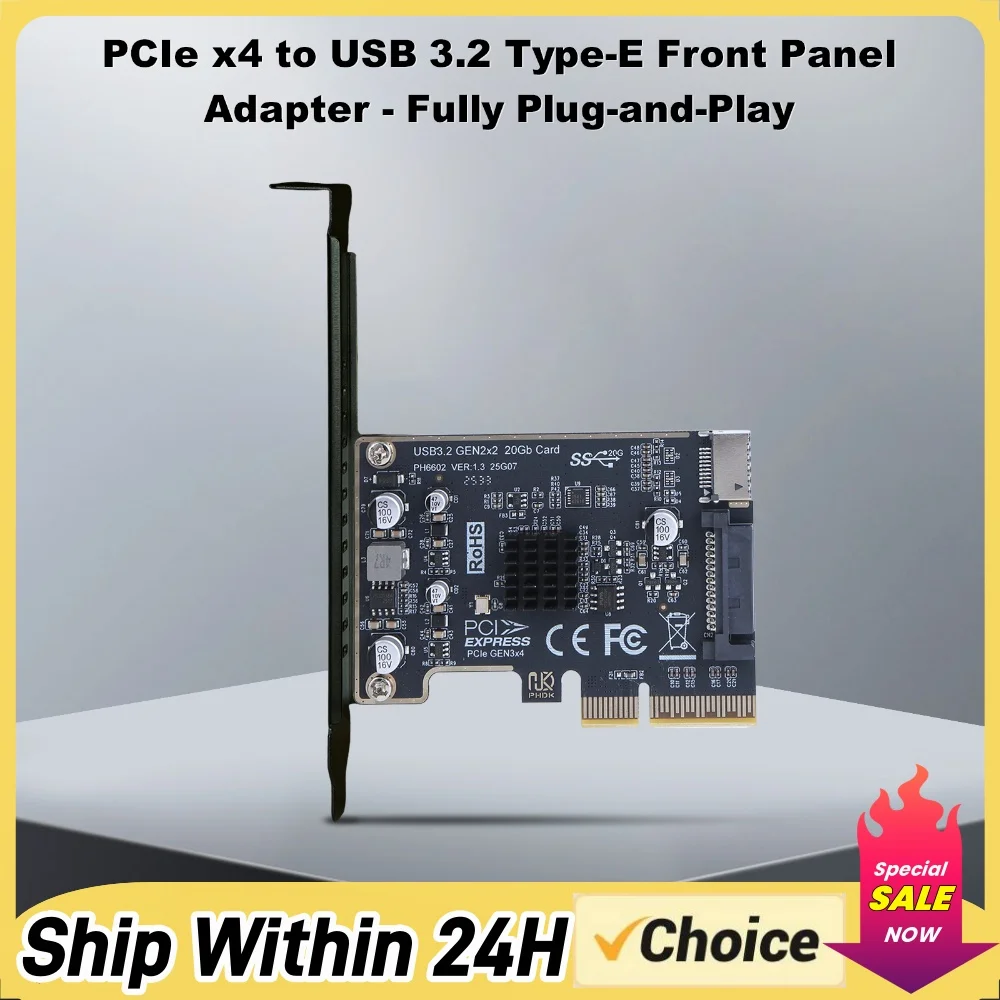 ASM3242 Chip Front Panel Adapter USB 3.2 GEN2 20Gb Riser Board Expansion Card Riser Converter for Desktop PC Front Panel TYPE C