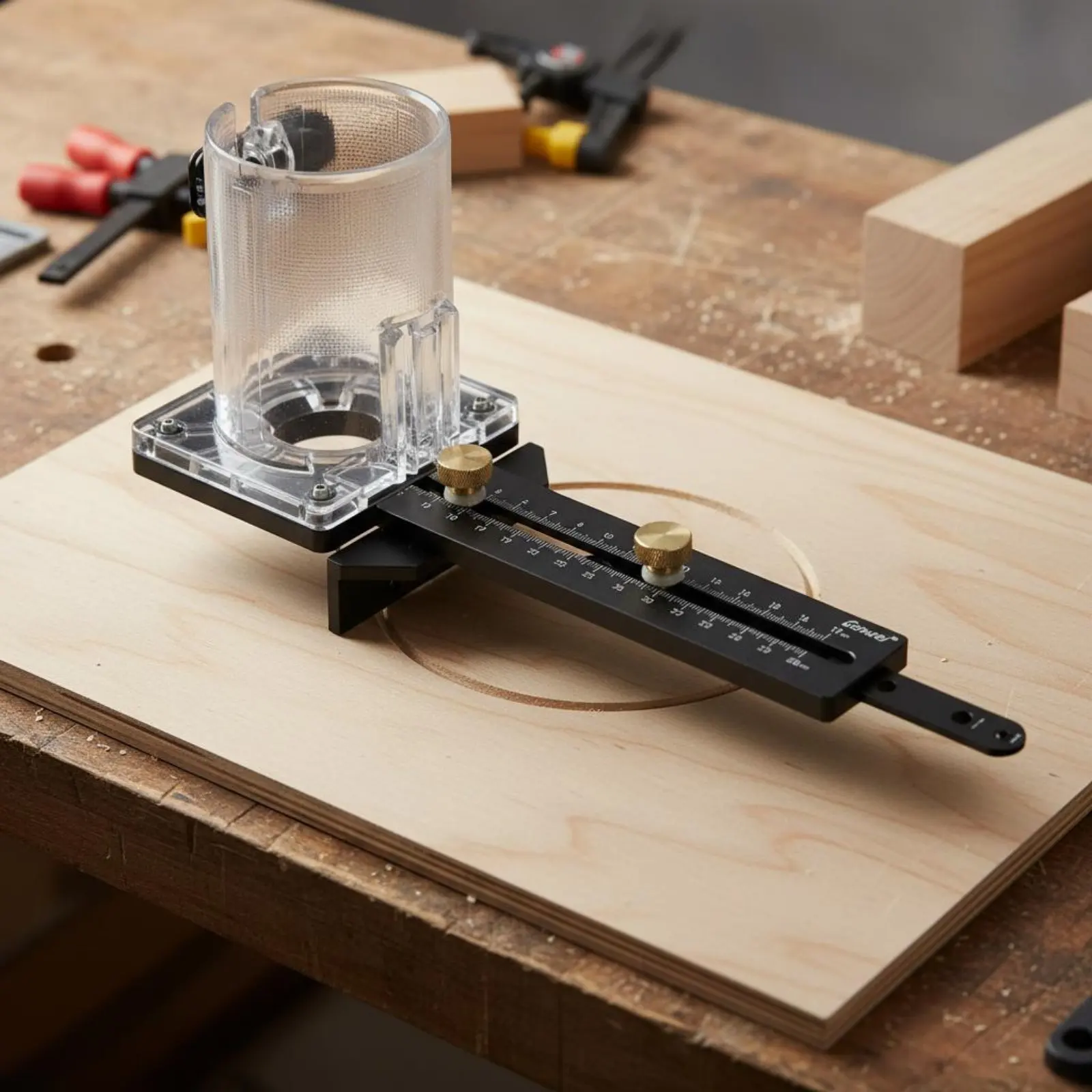 

Guitar Sound Hole Cutter Precision Scale Router Circle Cutter Aluminum Circle Cutting Base Double Position Holes for Woodworkers