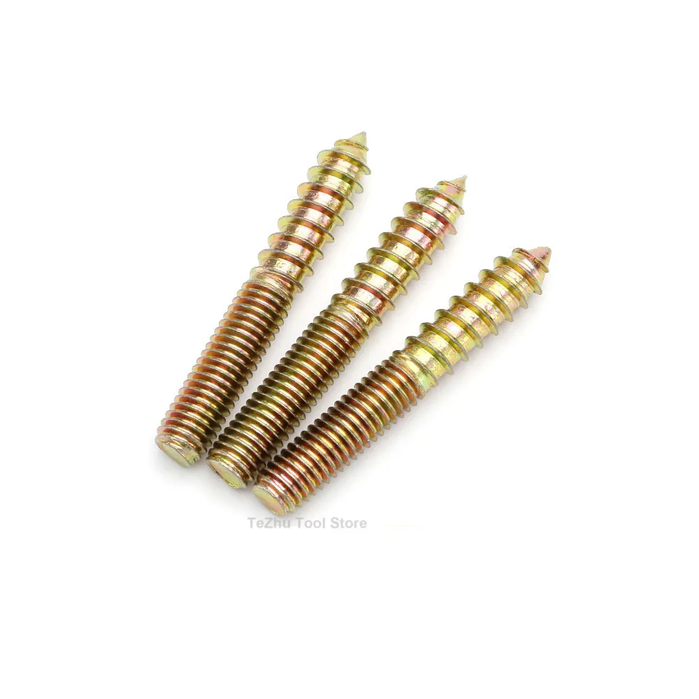 

M6 M8 M10 Double Ended Thread Lag Screws Wood Furniture Fixing Self Tapping Screws Color Zinc Plated