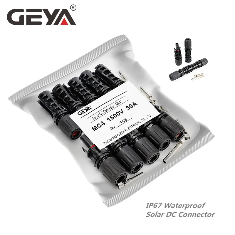 GEYA 태양광 패널 분기 커넥터 – PV 케이블용, 암수, 30A/45A, 2.5/4/6mm², 1000VDC/15000VDC, 5쌍